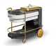 Serving cart with storage shelves and locking caster wheel