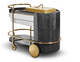 Serving cart with storage shelves and locking caster wheel