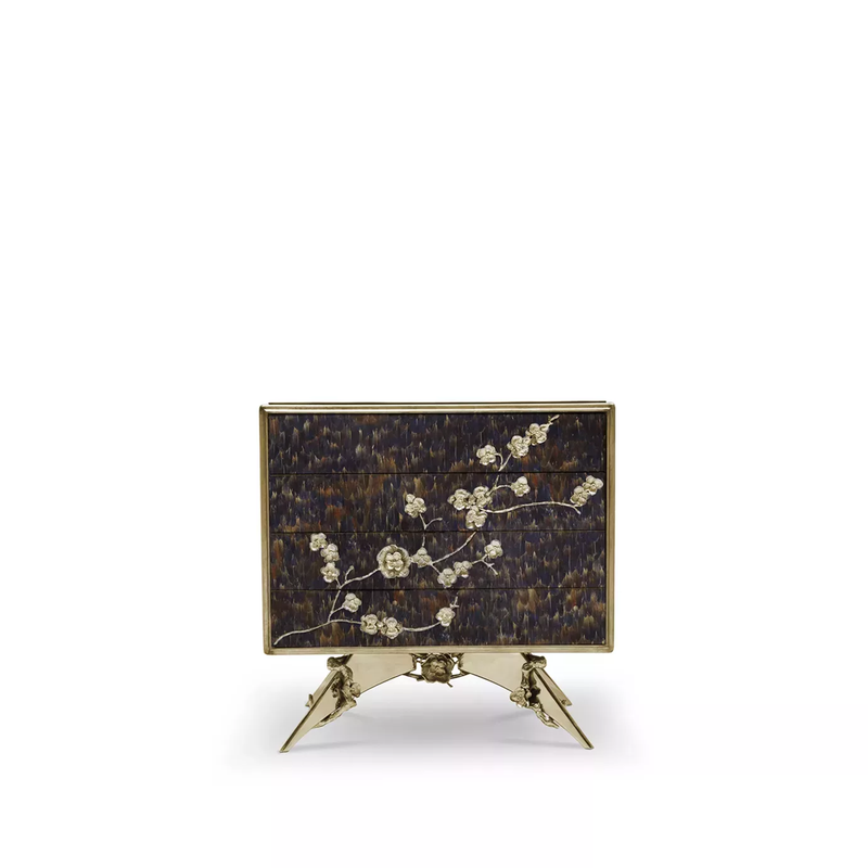 Spellbound Peacock Purple Feather Nightstand