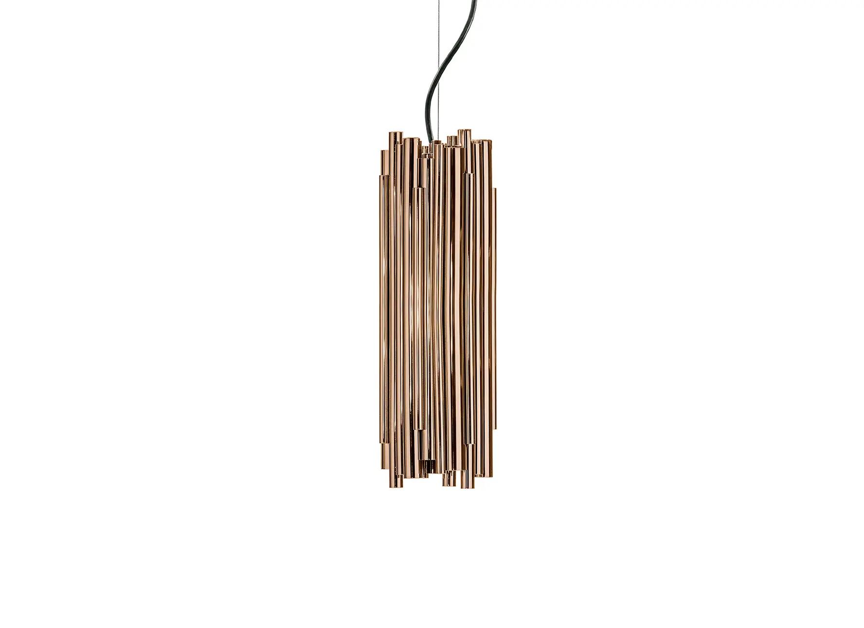Brubeck pendant light with polished brass tubes and art deco design
