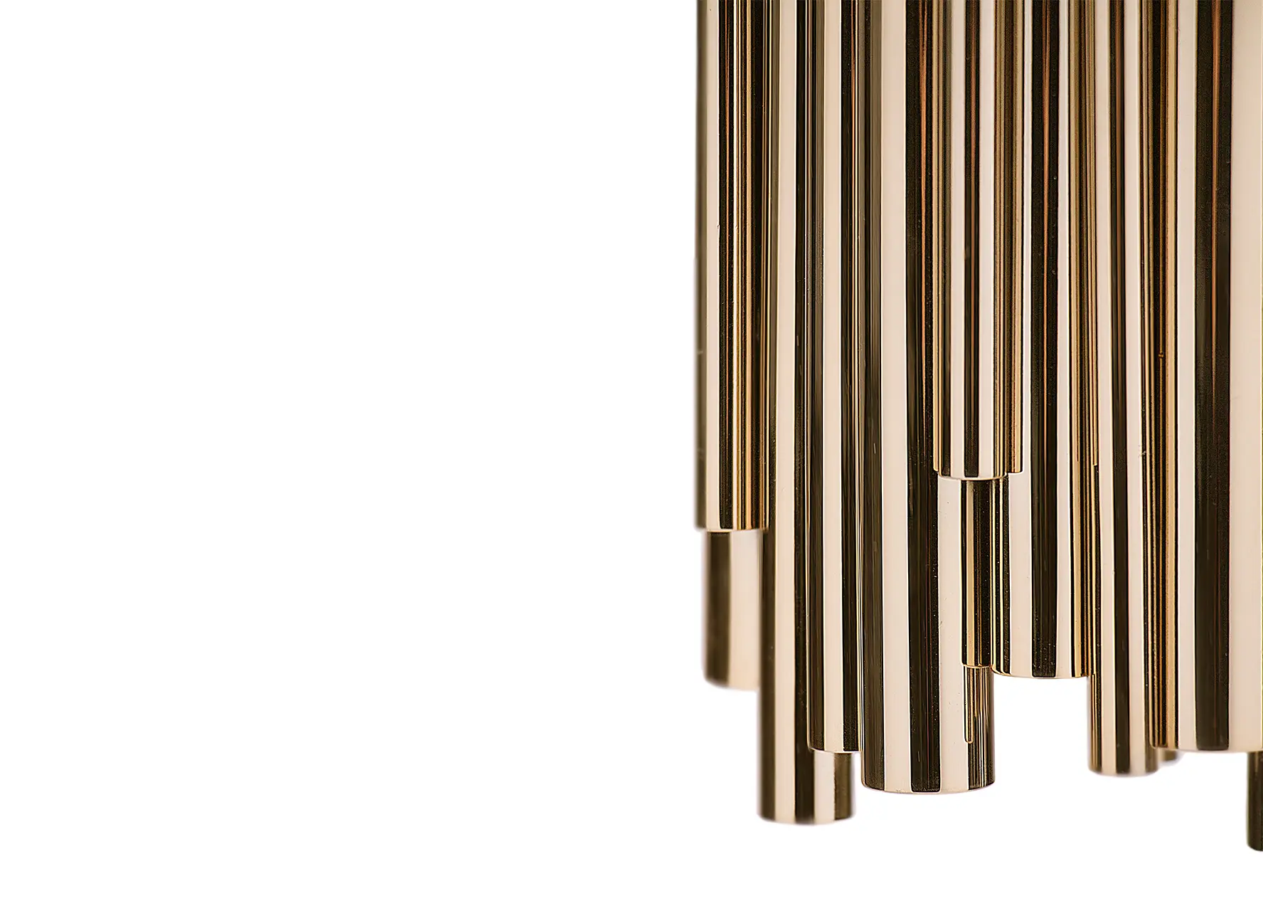 Brubeck pendant light with polished brass tubes and art deco design
