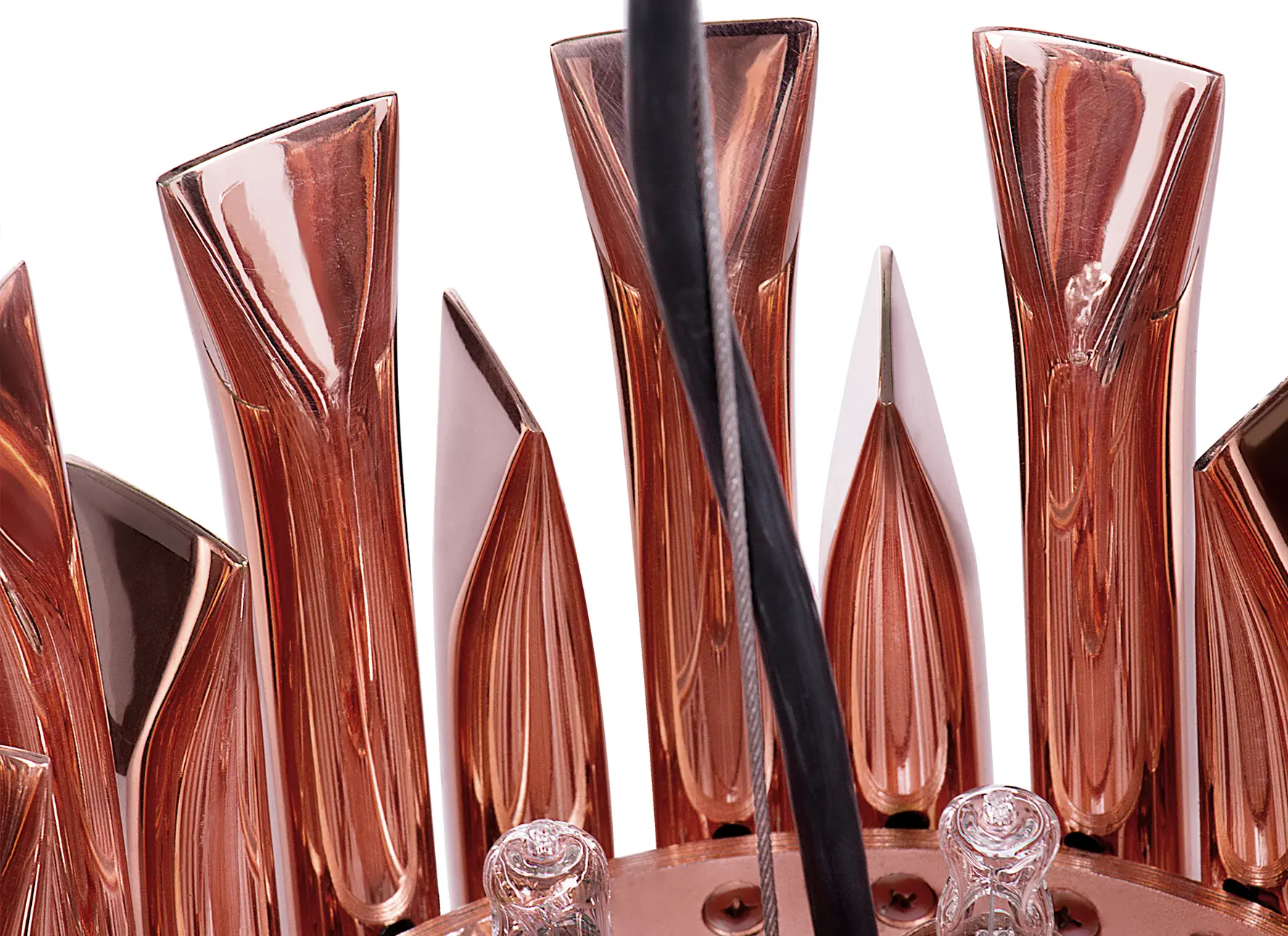 Matheny pendant light with gold brass tubes and modern art deco design