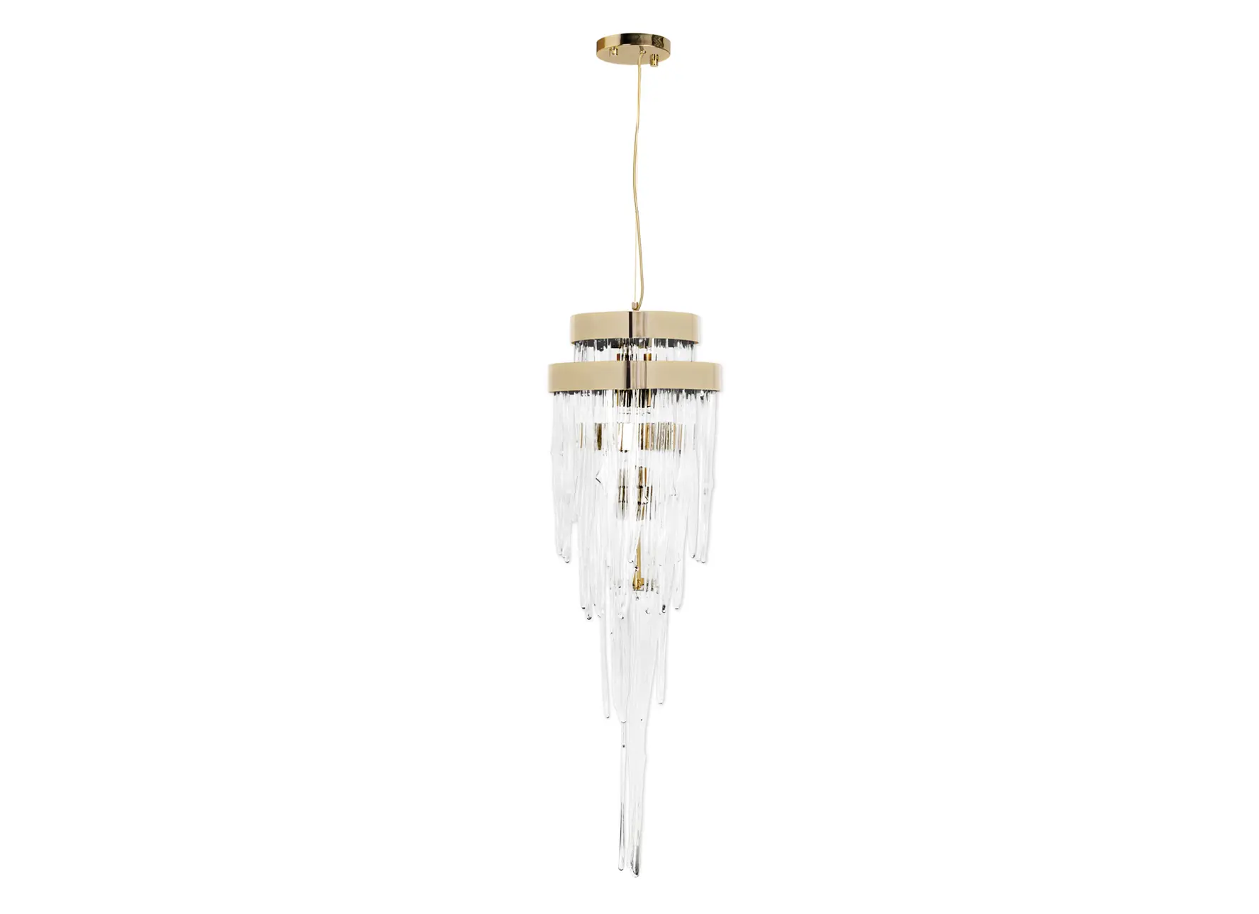 Babel pendant light hanging above dining table in contemporary living space