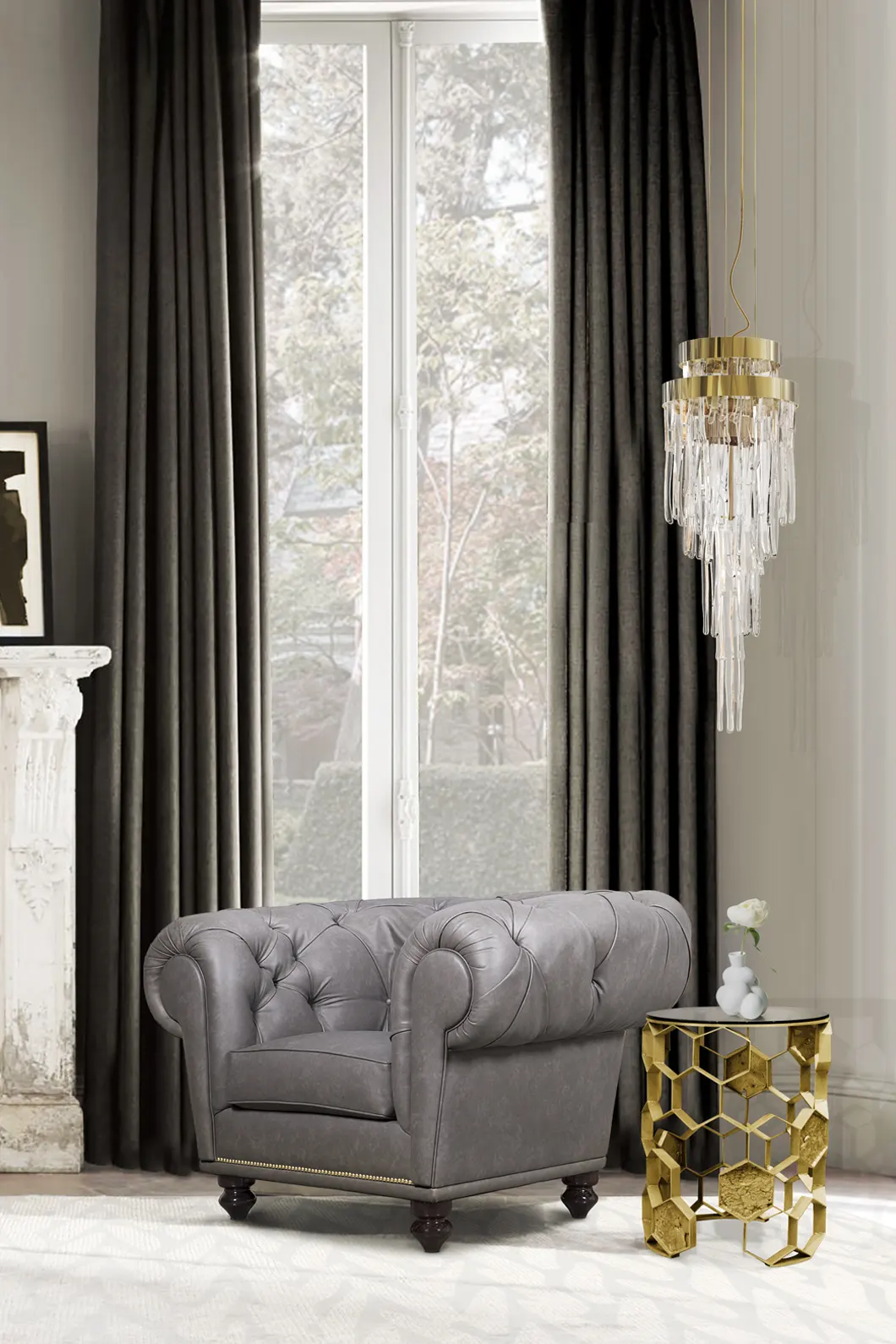 Babel pendant light hanging above dining table in contemporary living space