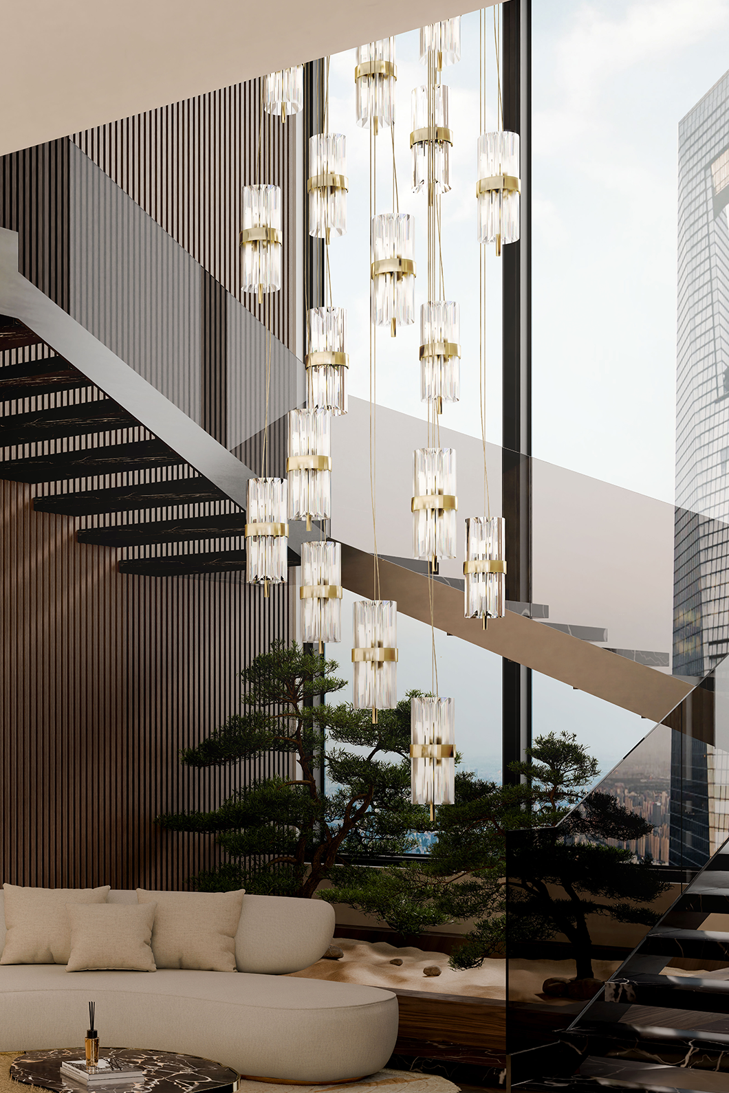 Liberty pendant light hanging above kitchen island in modern home interior