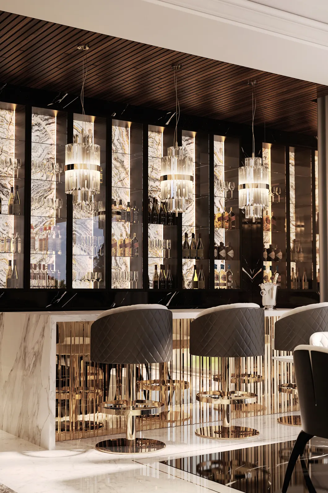 Liberty pendant light hanging above kitchen island in modern home interior